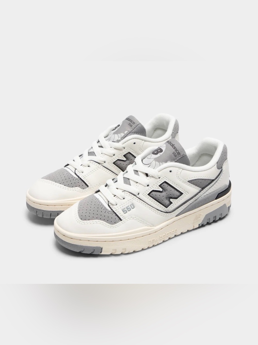 Men’s New Balance 550 sneakers - clean white and slate grey size 8